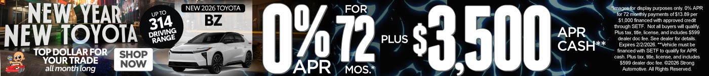 "NEW 2026 BZ " "0% APR / 72 MONTHS* & $3,500 APR CASH** (up to 314 driving range ) "