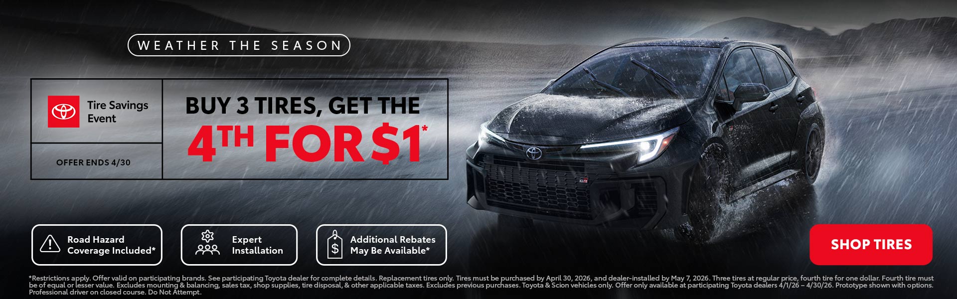 Buy 3 Tires Get the 4th for $1